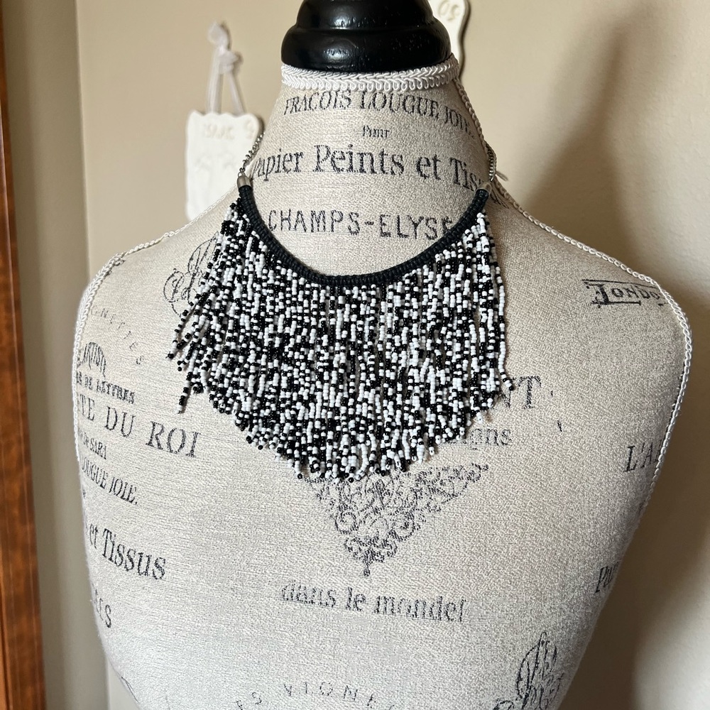 Beaded bib necklace